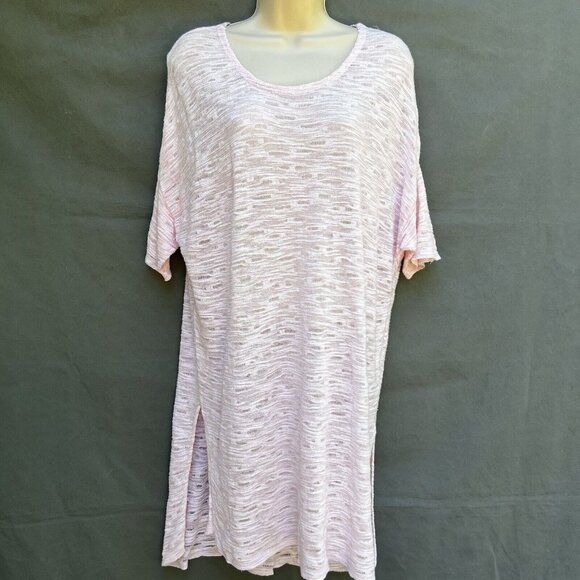 Pure J. Jill Size Medium Loose Knit Pink Cover Up Sheer Tunic Top Artsy Mermaid - Picture 1 of 7
